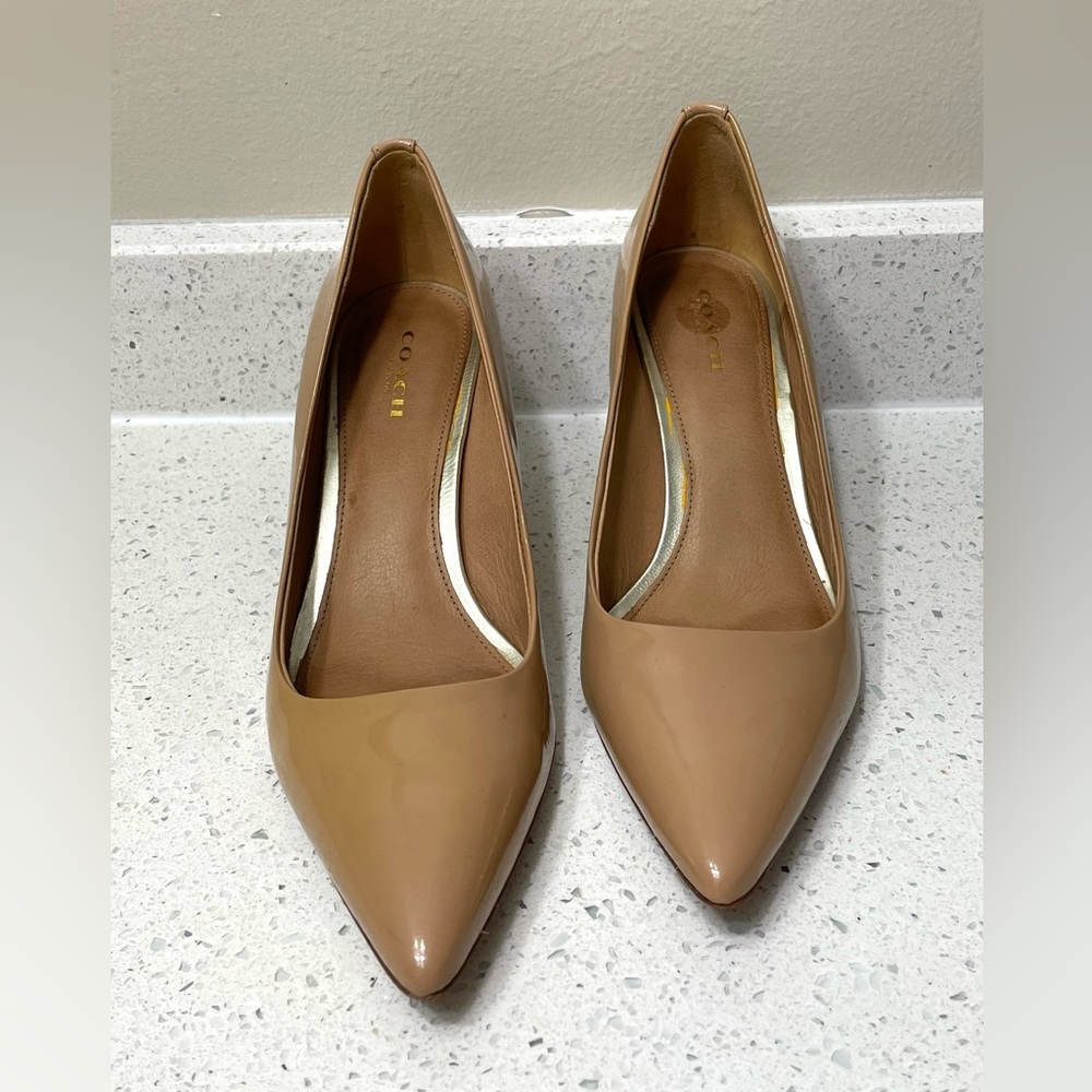 Coach Grand Patent Heels In Light Camel/Tan size 11